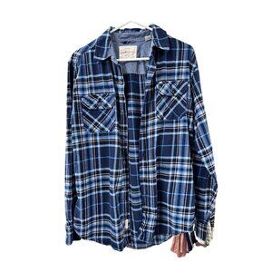 👗 2/$30 👗 Weatherproof Vintage Blue Plaid Long Sleeve Button Up sz M